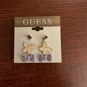 GUESS purple trio earrings set - NWT